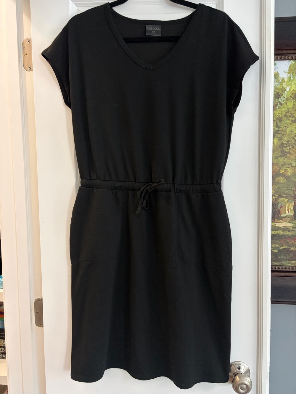 32 Degree Black V-Neck Drawstring Casual Dress